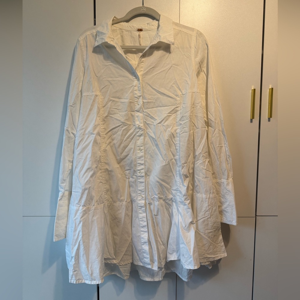 Free People White Button-Down shirt dress